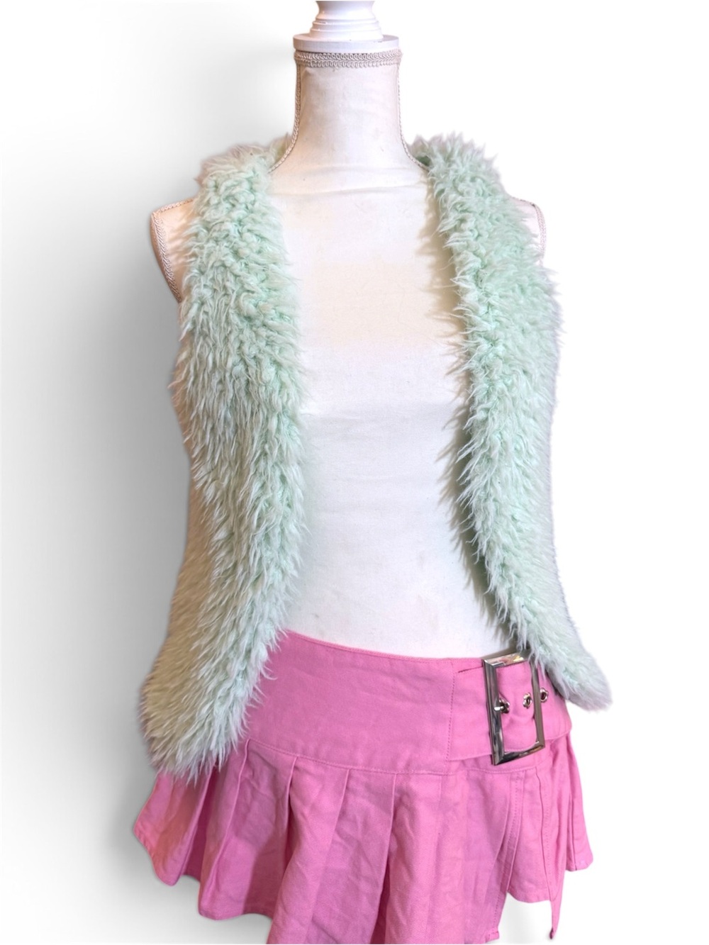 MINT PASTEL FAUX FUR VEST 💕🫧